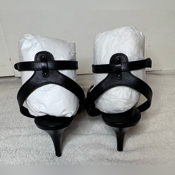 NWT Coach Meg Ankle strap Sandals Calf /land snake  Black/BLK-Wht  Size 9.5M - Picture 4 of 11